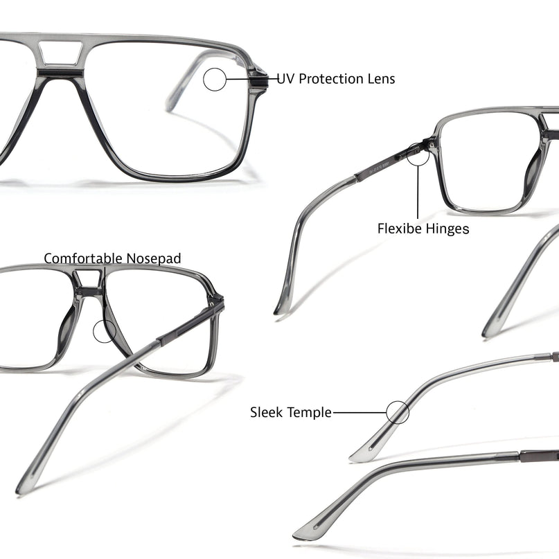 EyeJack Titex Shine Grey Wayfarer Eyeglasses for Men & Women (18908CL318-C5)