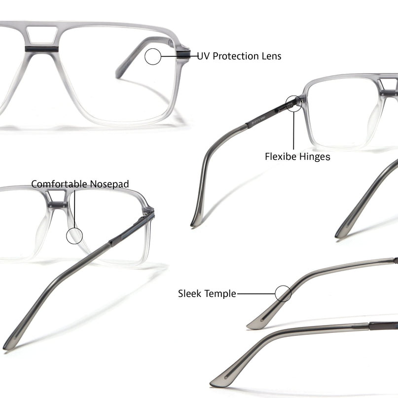 EyeJack Titex Matt Grey Wayfarer Eyeglasses for Men & Women (18908CL319-C6)