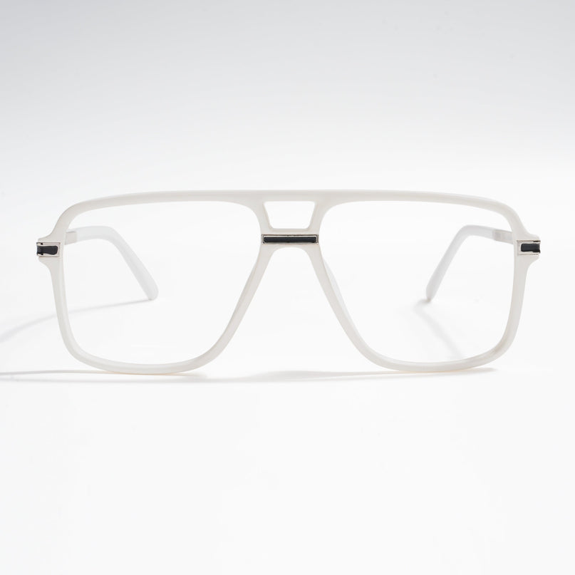 EyeJack Titex White Wayfarer Eyeglasses for Men & Women (18908CL321-C8)
