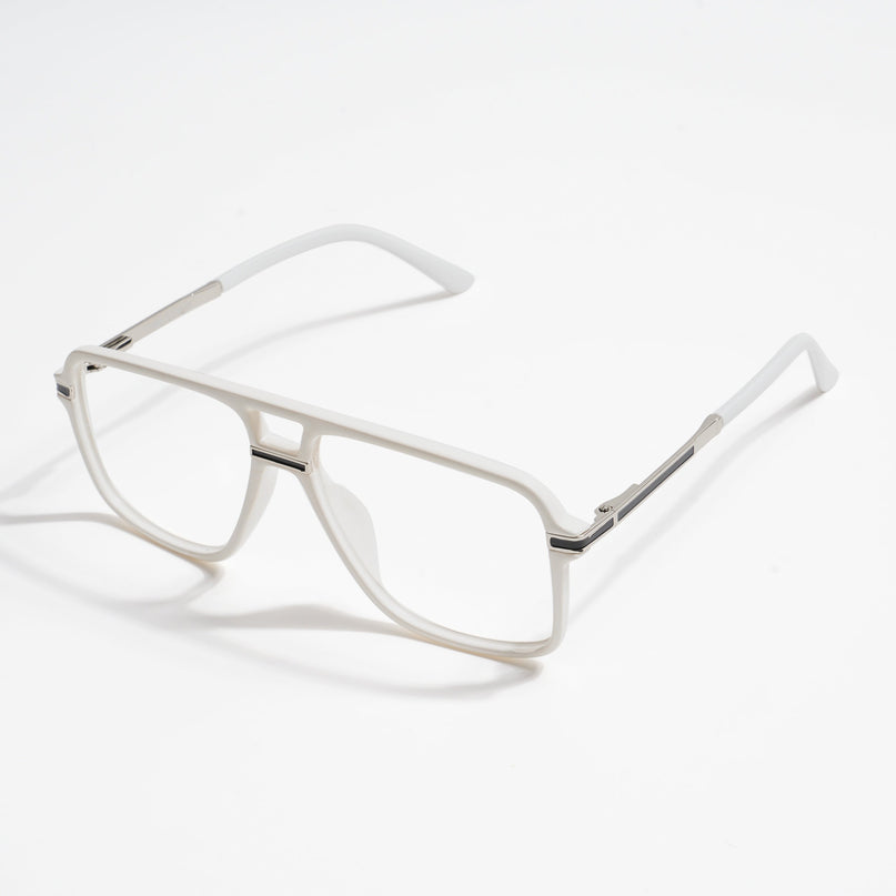 EyeJack Titex White Wayfarer Eyeglasses for Men & Women (18908CL321-C8)