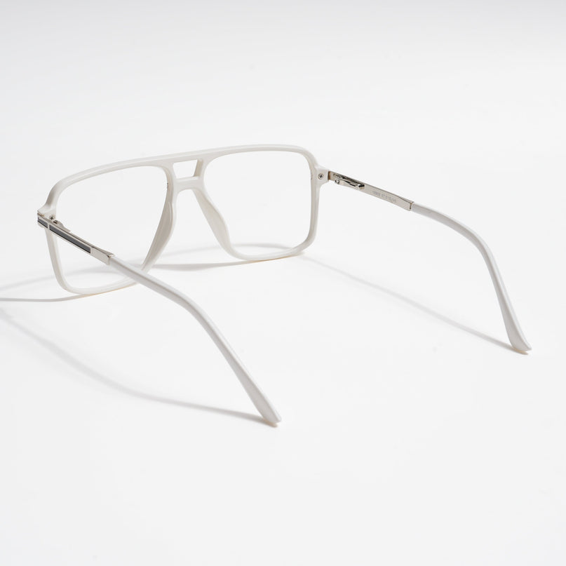 EyeJack Titex White Wayfarer Eyeglasses for Men & Women (18908CL321-C8)