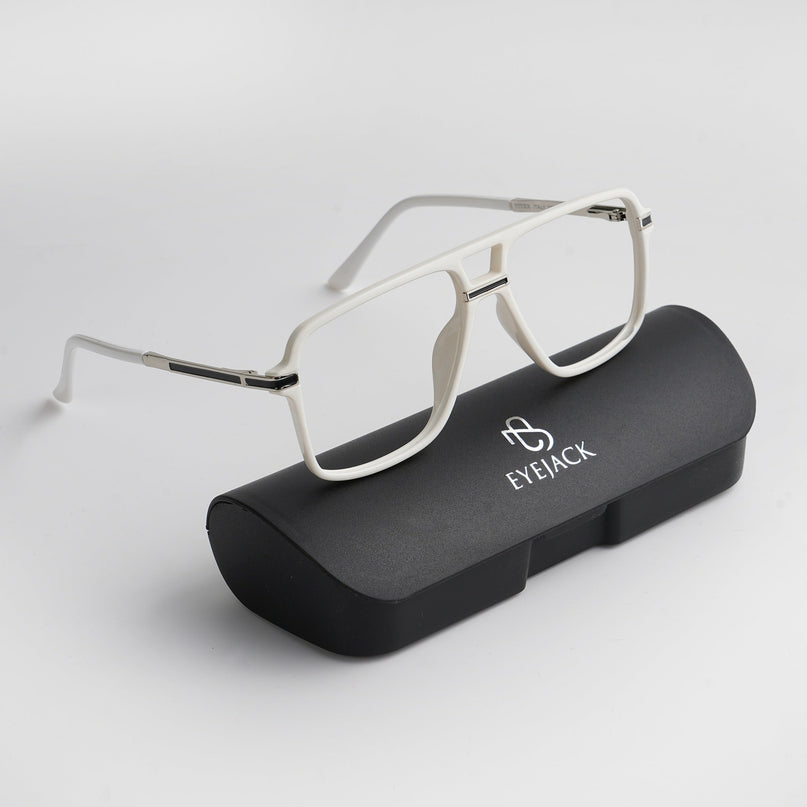 EyeJack Titex White Wayfarer Eyeglasses for Men & Women (18908CL321-C8)