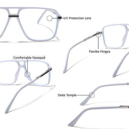 EyeJack Titex White Wayfarer Eyeglasses for Men & Women (18908CL321-C8)