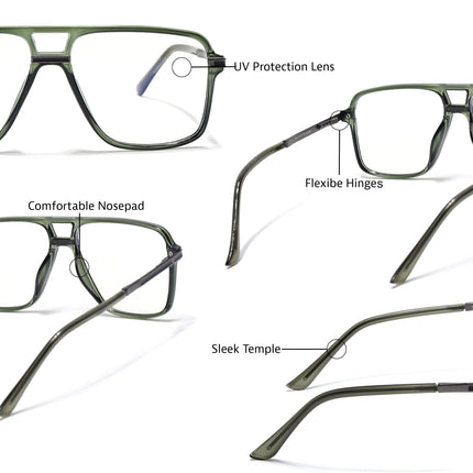 EyeJack Titex Green Wayfarer Eyeglasses for Men & Women (18908CL322-C9)