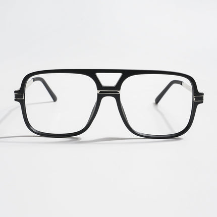 EyeJack Titex Matt Black & Silver Wayfarer Eyeglasses for Men & Women (18909CL325-C1)