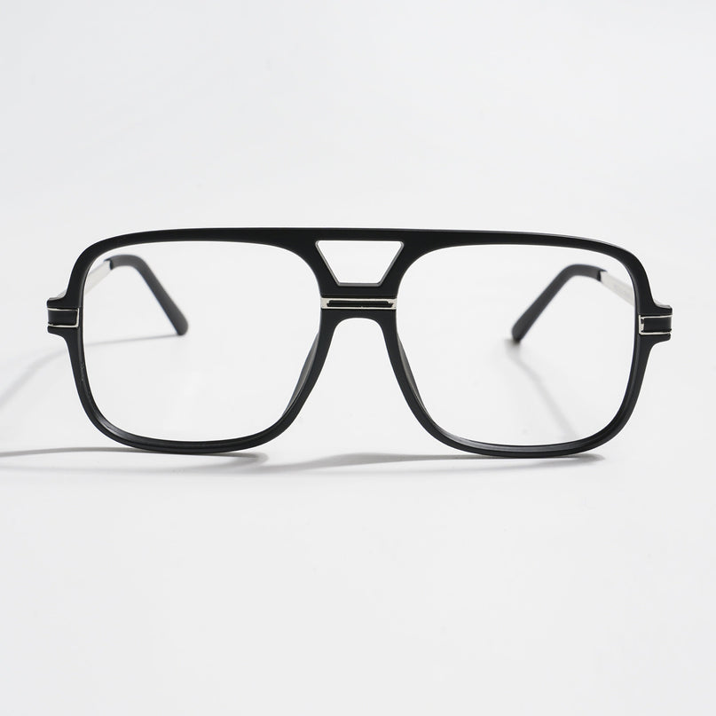 EyeJack Titex Matt Black & Silver Wayfarer Eyeglasses for Men & Women (18909CL325-C1)