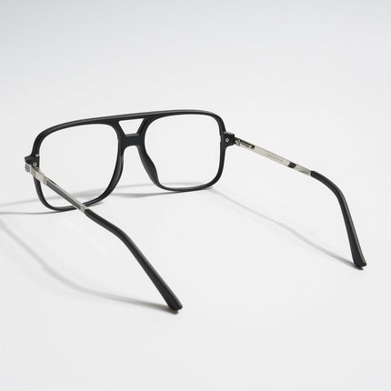 EyeJack Titex Matt Black & Silver Wayfarer Eyeglasses for Men & Women (18909CL325-C1)