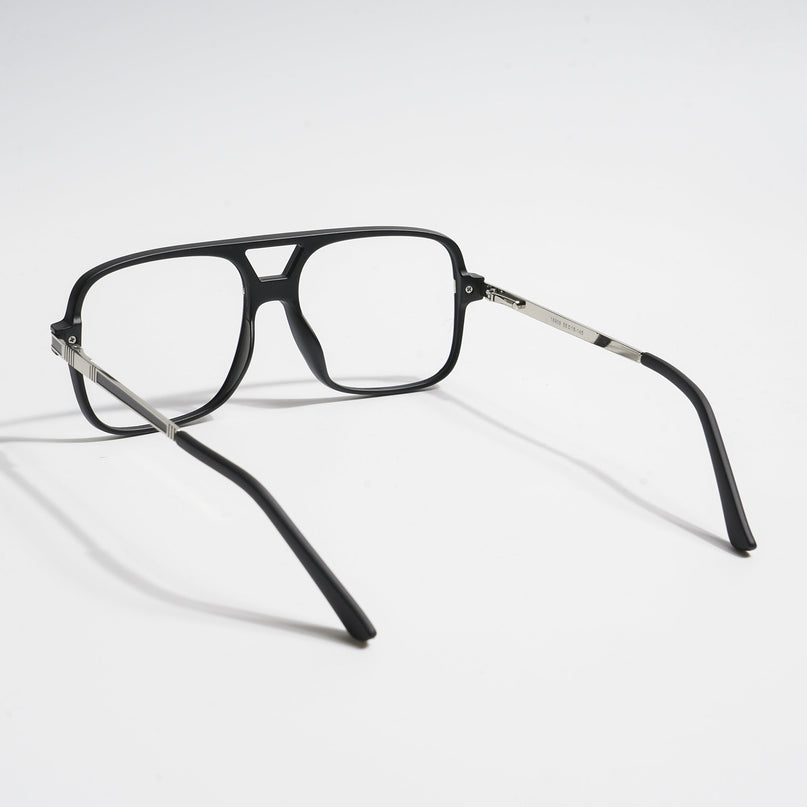 EyeJack Titex Matt Black & Silver Wayfarer Eyeglasses for Men & Women (18909CL325-C1)