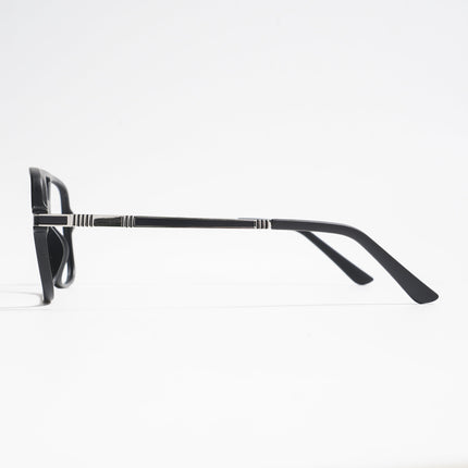 EyeJack Titex Matt Black & Silver Wayfarer Eyeglasses for Men & Women (18909CL325-C1)