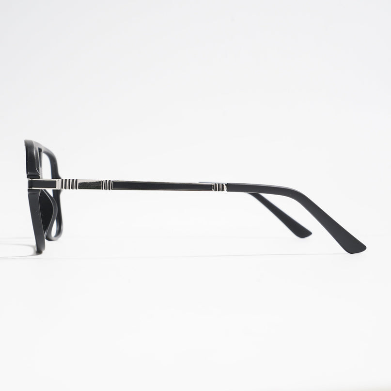 EyeJack Titex Matt Black & Silver Wayfarer Eyeglasses for Men & Women (18909CL325-C1)