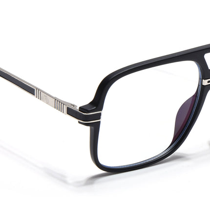 EyeJack Titex Matt Black & Silver Wayfarer Eyeglasses for Men & Women (18909CL325-C1)