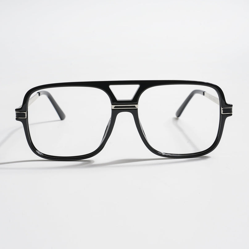 EyeJack Titex Shine Black & Silver Wayfarer Eyeglasses for Men & Women (18909CL326-C2)