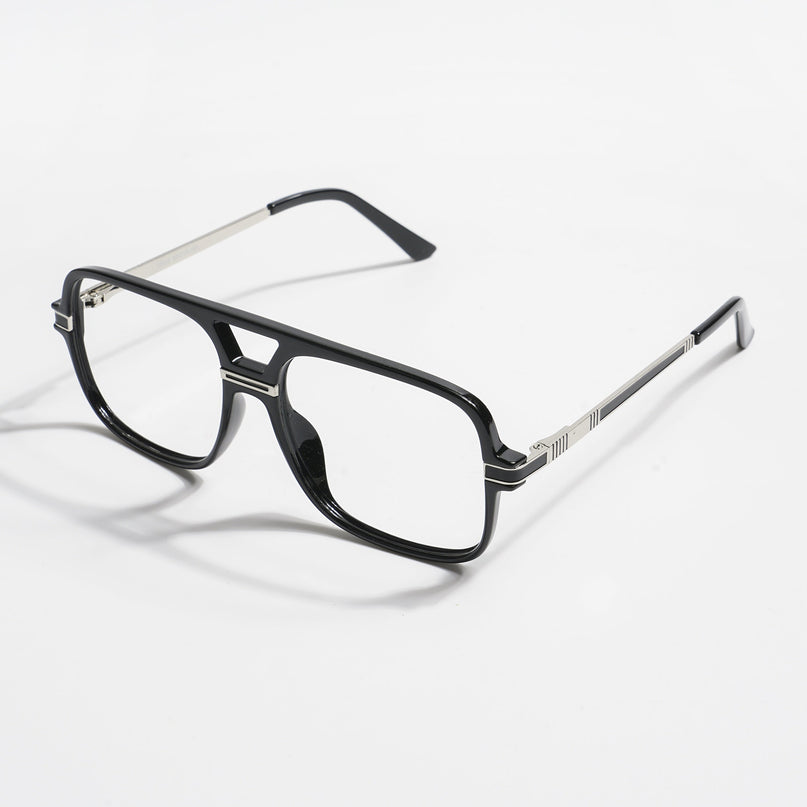 EyeJack Titex Shine Black & Silver Wayfarer Eyeglasses for Men & Women (18909CL326-C2)