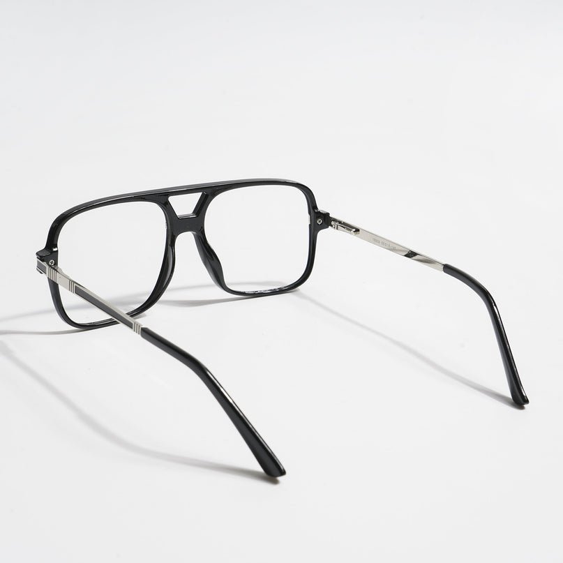 EyeJack Titex Shine Black & Silver Wayfarer Eyeglasses for Men & Women (18909CL326-C2)
