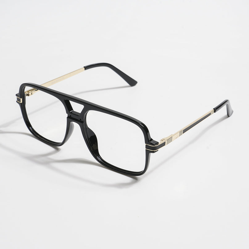 EyeJack Titex Shine Black & Golden Wayfarer Eyeglasses for Men & Women (18909CL327-C3)