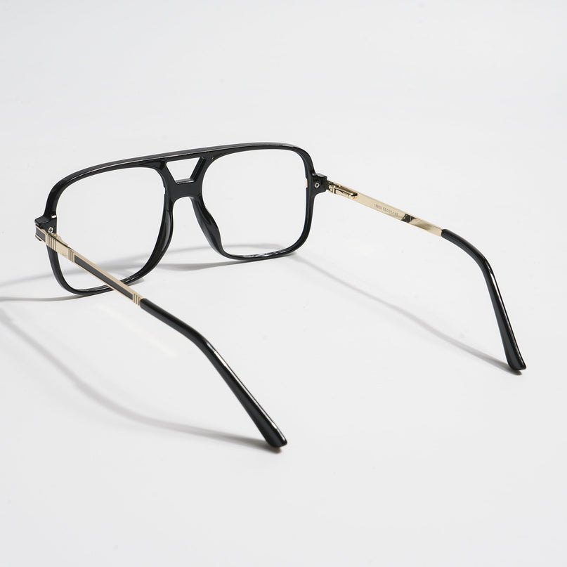 EyeJack Titex Shine Black & Golden Wayfarer Eyeglasses for Men & Women (18909CL327-C3)