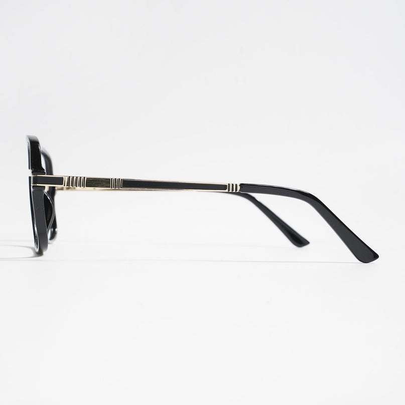 EyeJack Titex Shine Black & Golden Wayfarer Eyeglasses for Men & Women (18909CL327-C3)