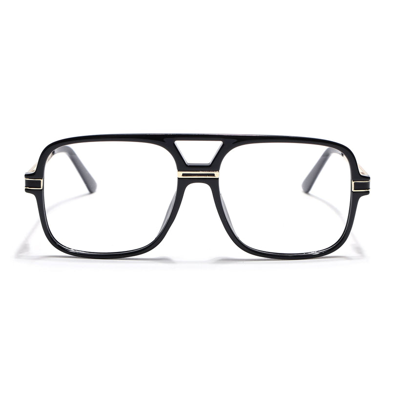 EyeJack Titex Shine Black & Golden Wayfarer Eyeglasses for Men & Women (18909CL327-C3)