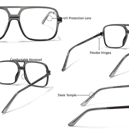 EyeJack Titex Shine Grey Wayfarer Eyeglasses for Men & Women (18909CL329-C5)