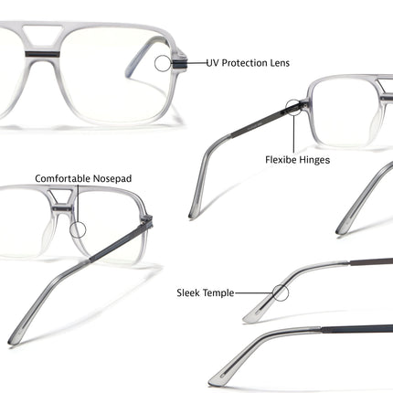 EyeJack Titex Matt Grey Wayfarer Eyeglasses for Men & Women (18909CL330-C6)