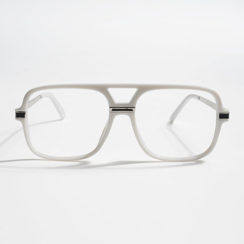 EyeJack Titex White Wayfarer Eyeglasses for Men & Women (18909CL332-C8)