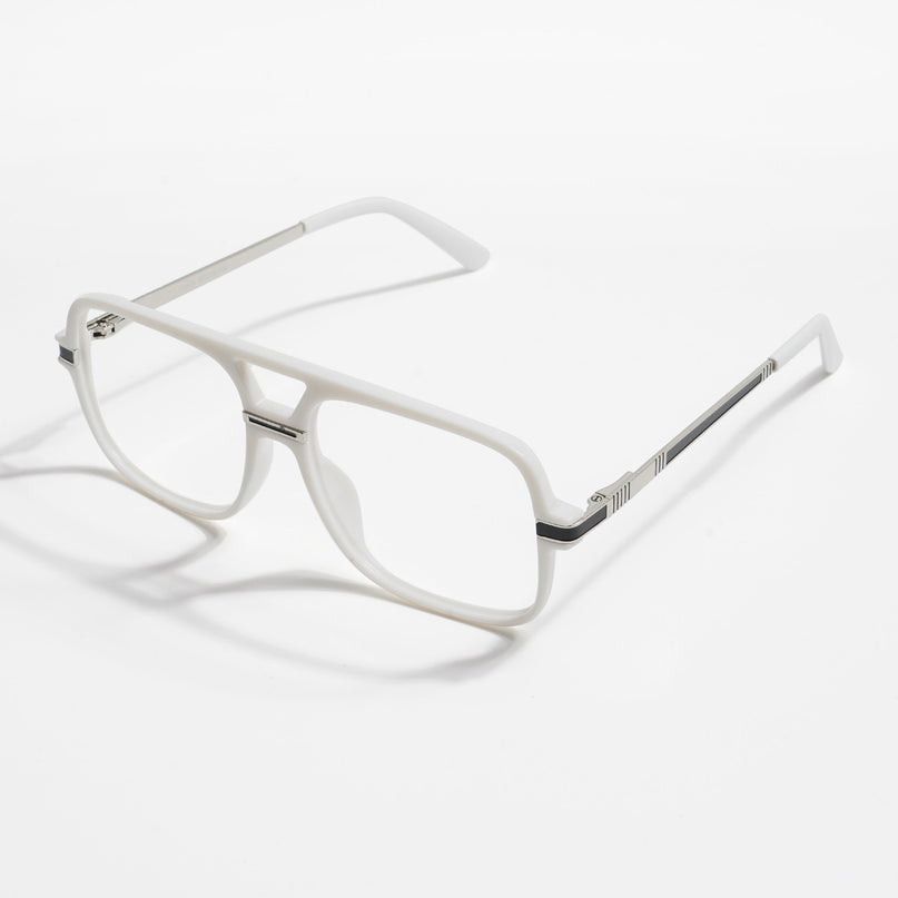 EyeJack Titex White Wayfarer Eyeglasses for Men & Women (18909CL332-C8)