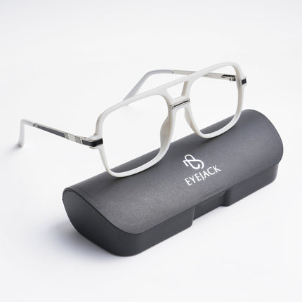 EyeJack Titex White Wayfarer Eyeglasses for Men & Women (18909CL332-C8)