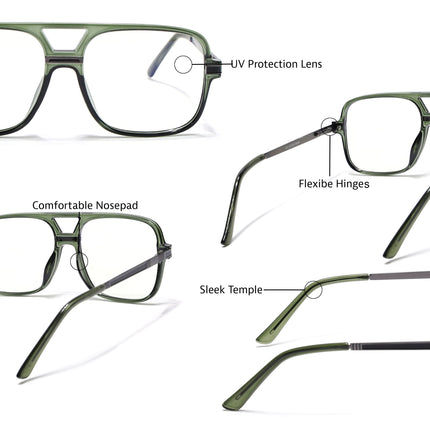 EyeJack Titex Green Wayfarer Eyeglasses for Men & Women (18909CL333-C9)