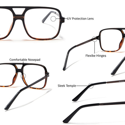 EyeJack Titex Demi Brown Wayfarer Eyeglasses for Men & Women (18909CL335-C11)