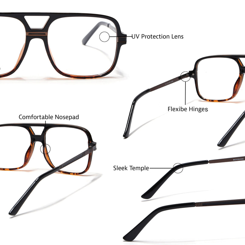 EyeJack Titex Demi Brown Wayfarer Eyeglasses for Men & Women (18909CL335-C11)