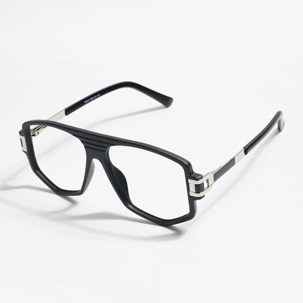 EyeJack Titex Matt Black & Silver Wayfarer Eyeglasses for Men & Women (18910CL336-C1)