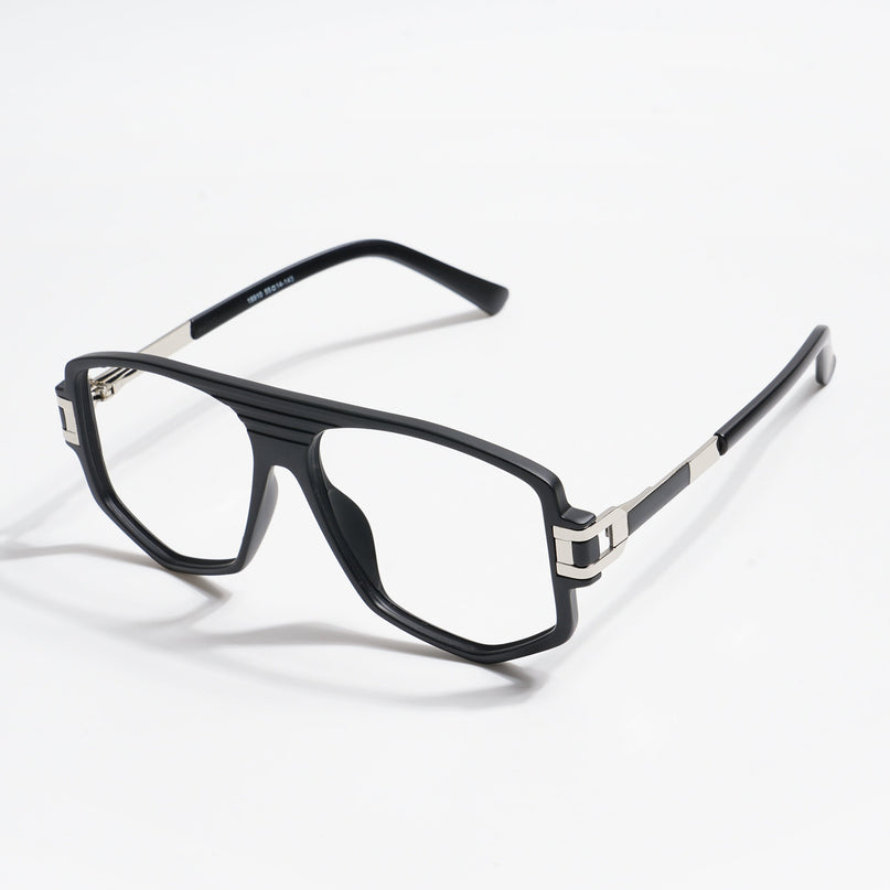 EyeJack Titex Matt Black & Silver Wayfarer Eyeglasses for Men & Women (18910CL336-C1)