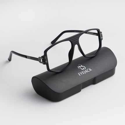 EyeJack Titex Matt Black & Grey Wayfarer Eyeglasses for Men & Women (18910CL339-C4)