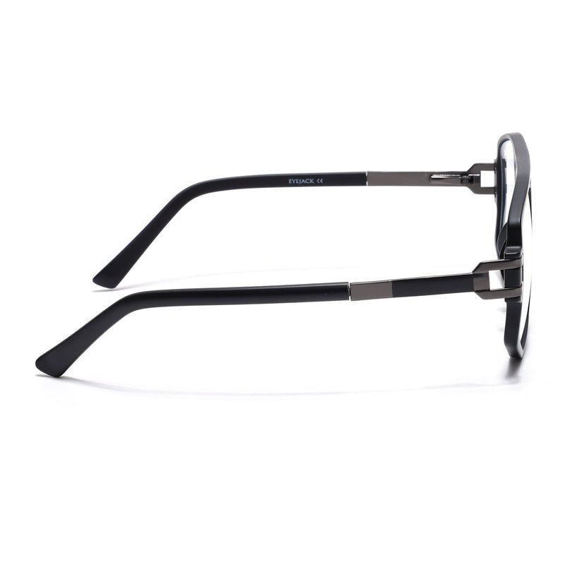EyeJack Titex Matt Black & Grey Wayfarer Eyeglasses for Men & Women (18910CL339-C4)