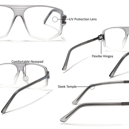 EyeJack Titex Matt Grey Wayfarer Eyeglasses for Men & Women (18910CL341-C6)