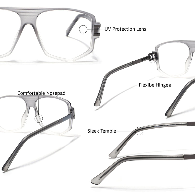 EyeJack Titex Matt Grey Wayfarer Eyeglasses for Men & Women (18910CL341-C6)