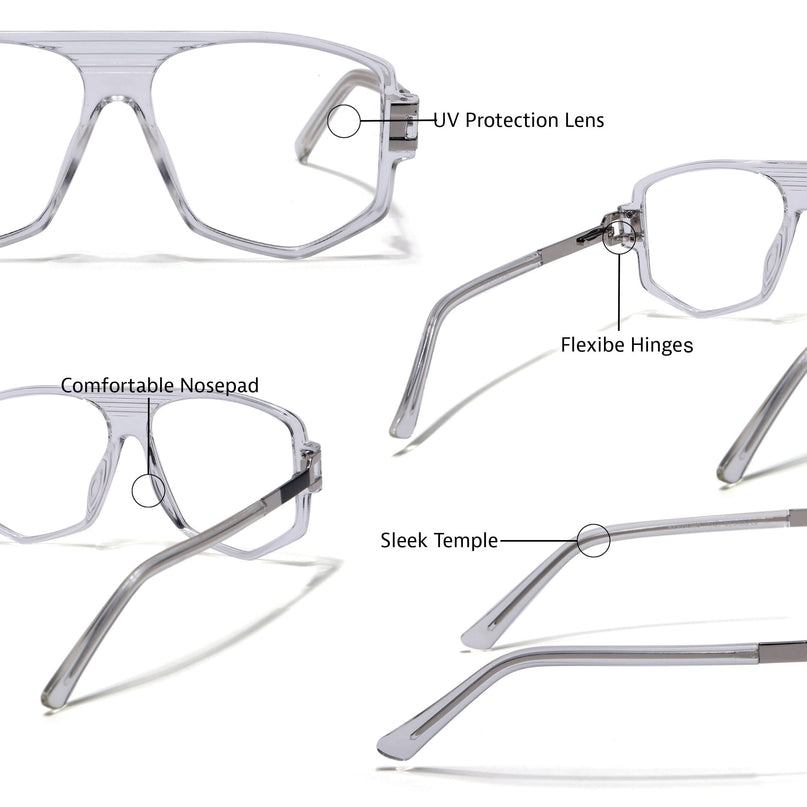 EyeJack Titex Transparent Wayfarer Eyeglasses for Men & Women (18910CL342-C7)
