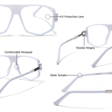 EyeJack Titex White Wayfarer Eyeglasses for Men & Women (18910CL343-C8)