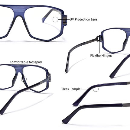 EyeJack Titex Blue Wayfarer Eyeglasses for Men & Women (18910CL345-C10)