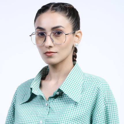Eyejack Aura Light Grey & Silver Wayfarer Eyeglasses for Men & Women (19001FCL1948-C3)