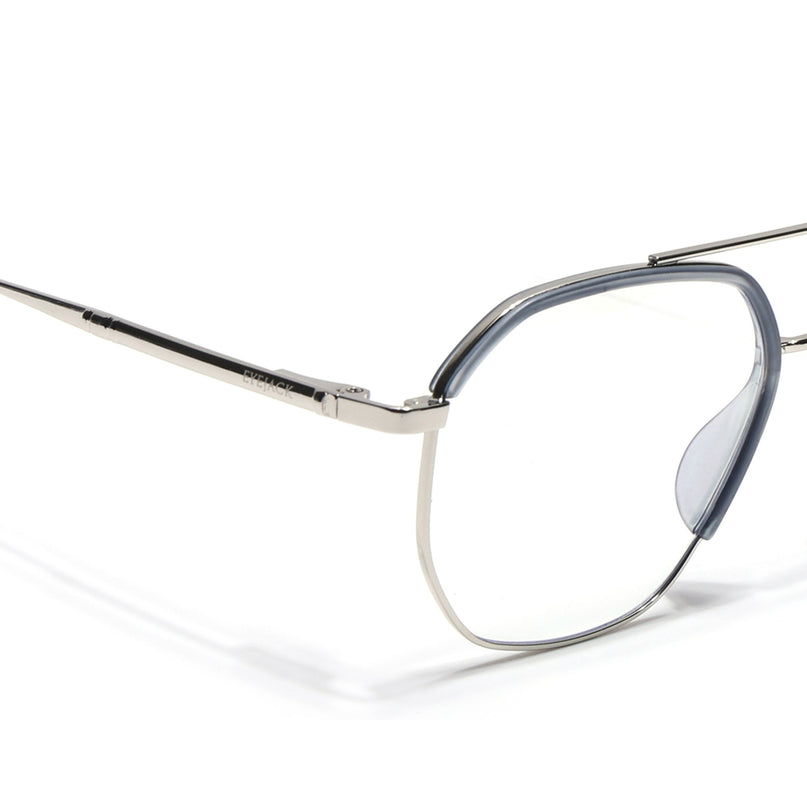 Eyejack Aura Light Grey & Silver Wayfarer Eyeglasses for Men & Women (19001FCL1948-C3)