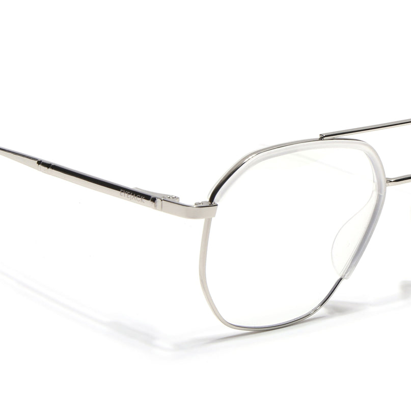 Eyejack Aura Silver & Transparent Wayfarer Eyeglasses for Men & Women (19001FCL1951-C6)