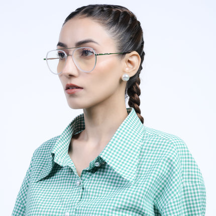 Eyejack Aura Silver & Transparent Wayfarer Eyeglasses for Men & Women (19002FCL1957-C6)