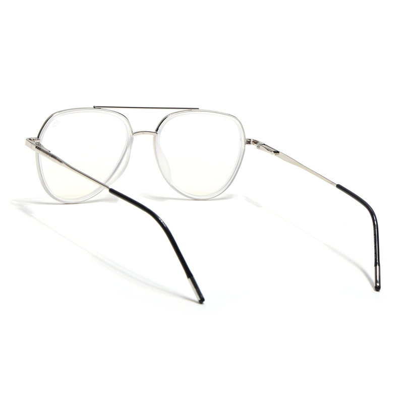 Eyejack Aura Silver & Transparent Wayfarer Eyeglasses for Men & Women (19002FCL1957-C6)