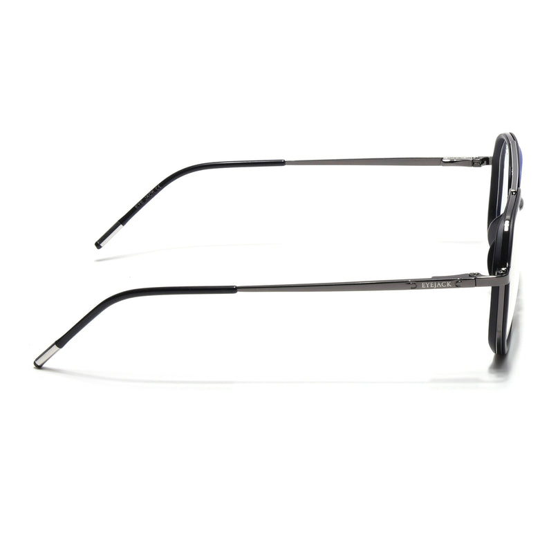 Eyejack Aura Grey & Black Wayfarer Eyeglasses for Men & Women (19003FCL1958-C1)