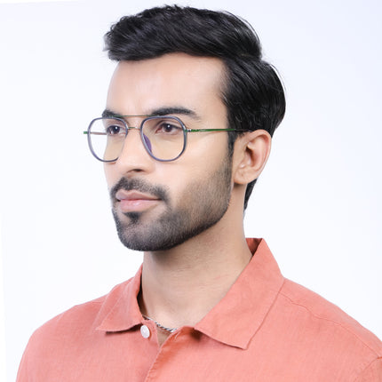 Eyejack Aura Grey & Silver Wayfarer Eyeglasses for Men & Women (19003FCL1959-C2)