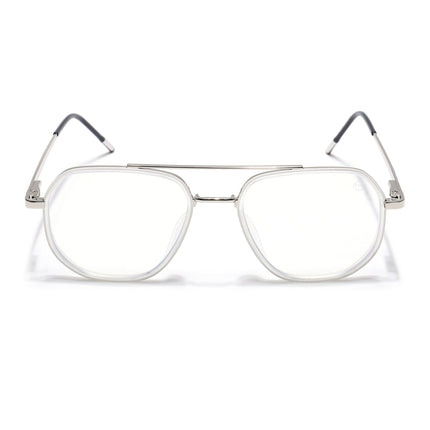 Eyejack Aura Silver & Transparent Wayfarer Eyeglasses for Men & Women (19003FCL1963-C6)