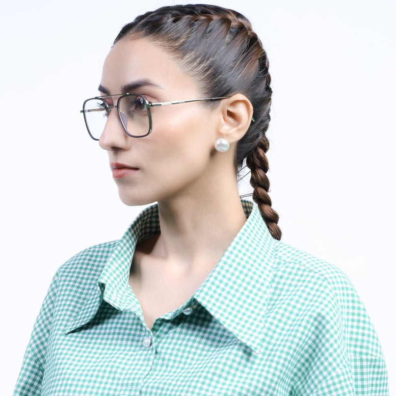 Eyejack Aura Grey & Silver Wayfarer Eyeglasses for Men & Women (19004FCL1965-C2)
