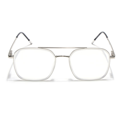 Eyejack Aura Silver & Transparent Wayfarer Eyeglasses for Men & Women (19004FCL1969-C6)