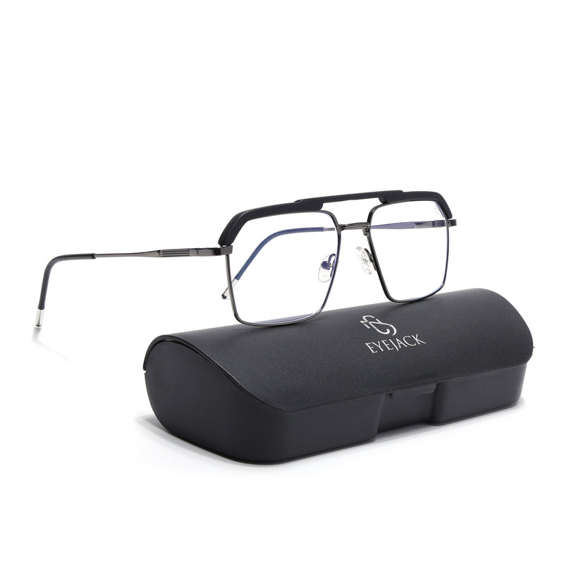 Eyejack Aura Grey & Black Wayfarer Eyeglasses for Men & Women (19005FCL1970-C1)